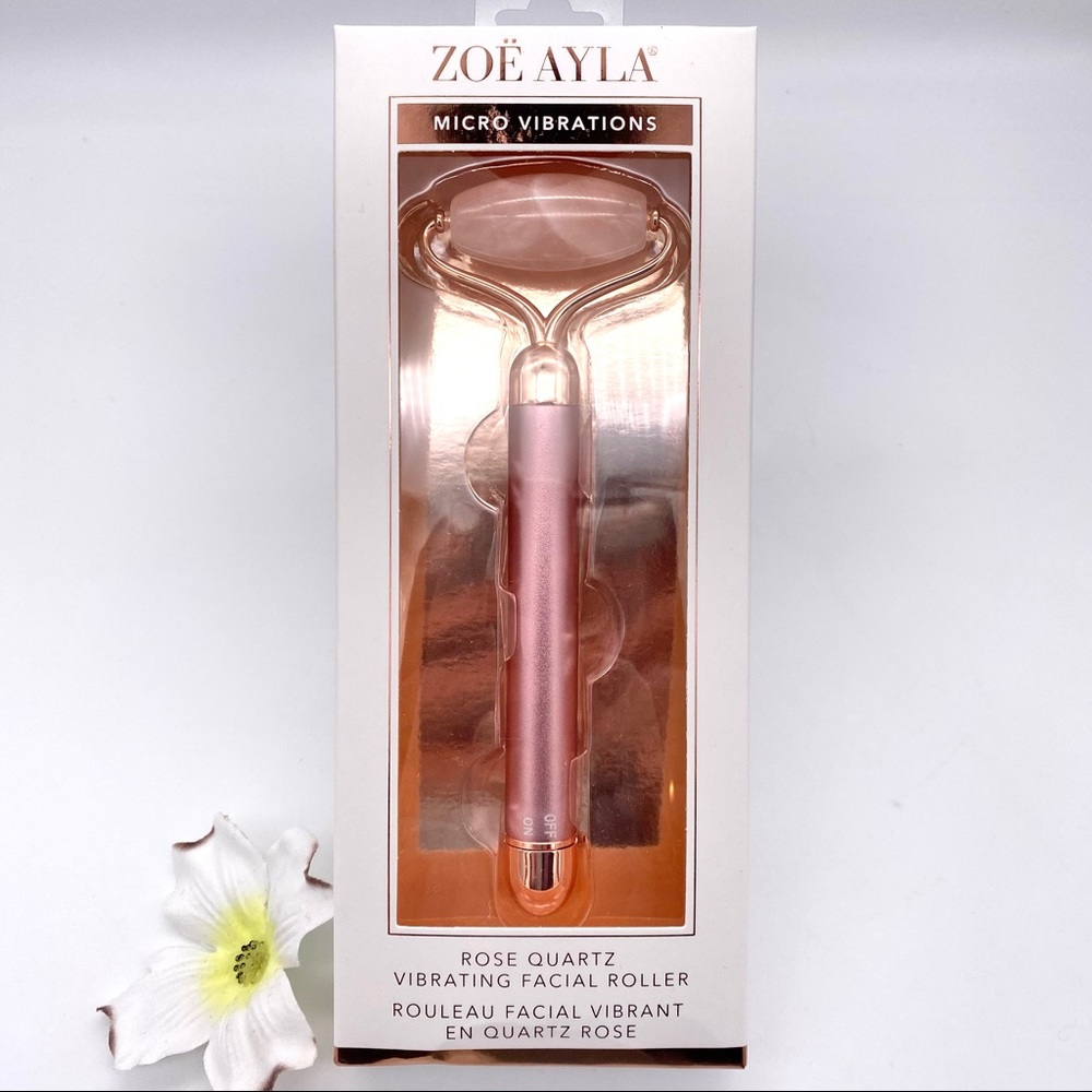 NIB Zoë Ayla Rose Quartz Vibrating Facial Roller - Picture 9 of 15